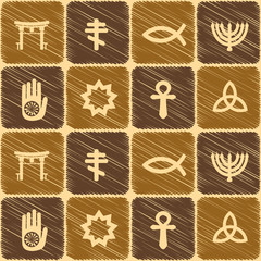 seamless background with symbols of religion