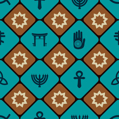 seamless background with symbols of religion
