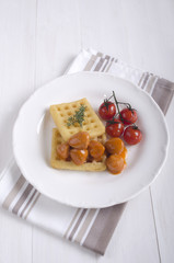 waffle and chicken meatball with thyme