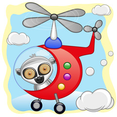 Obraz premium Lemur in helicopter