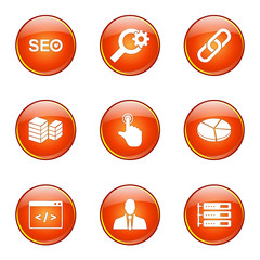 SEO Internet Sign Orange Vector Button Icon Design Set 11