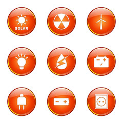 Energy Sign And Symbol Orange Vector Button Icon