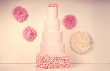 beautiful 5tier pink cake