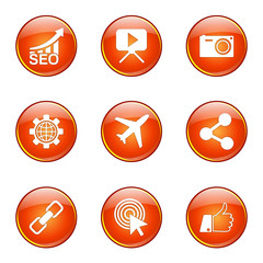 SEO Internet Sign Orange Vector Button Icon Design Set 1