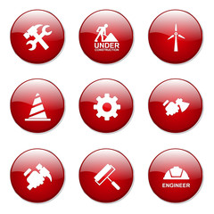Construction Tools Red Vector Button Icon Design Set 2