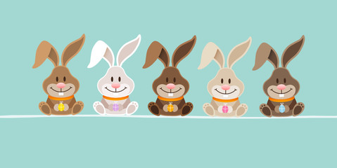5 Cute Rabbits Retro