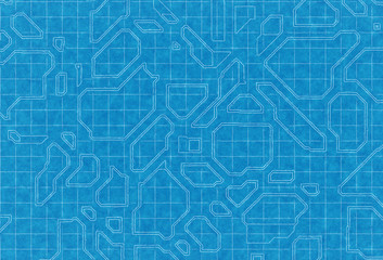 blue scheme of top view city plan on graph paper
