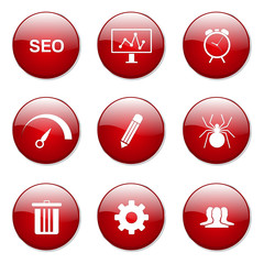 SEO Internet Sign Red Vector Button Icon Design Set 8