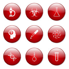 Science Instruments Red Vector Button Icon Design Set