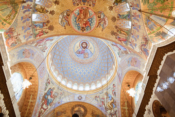 Fototapeta na wymiar The painting on the dome of the Cathedral of the Sea Nikolsokgo