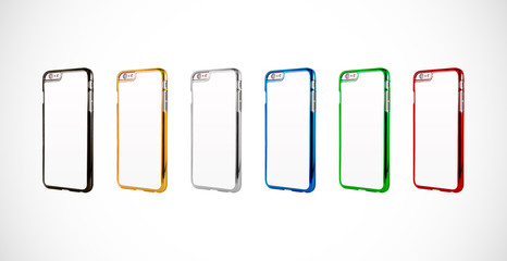 Empty blank colorful diy smartphone cases on white backgound