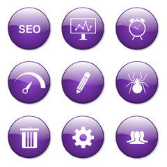 SEO Internet Sign Violet Vector Button Icon Design Set 8