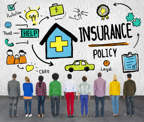 Diversity Casual People Insurance Policy Benefits Help Concept