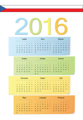 Czech 2016 vector color calendar.