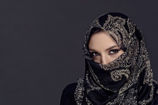 portrait of beautiful Muslim girl  showing her eyes only