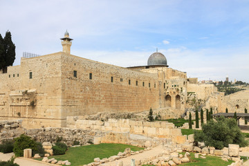 Fototapeta premium Mosque Al-aqsa and archeological park, Jerusalem