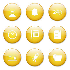 Time Duration Yellow Vector Button Icon Design Set