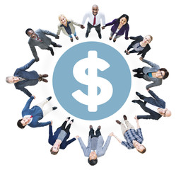 Business People Holding Hands Dollar Sign Concept