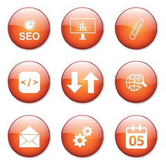 SEO Internet Sign Orange Vector Button Icon Design Set 6