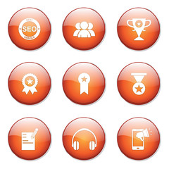 SEO Internet Sign Orange Vector Button Icon Design Set 9