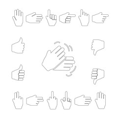 Hands icon set - outline hand icon set