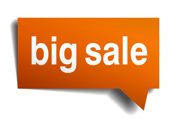 big sale orange speech bubble isolated on white