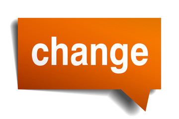 change orange speech bubble isolated on white