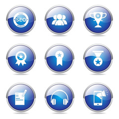 SEO Internet Sign Blue Vector Button Icon Design Set 9