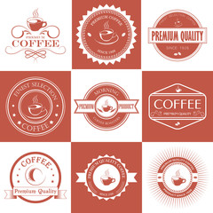 Set of vintage retro coffee badges and labels