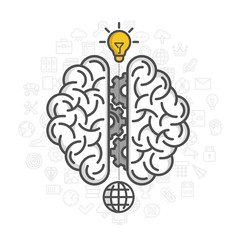 Silhouette of the brain on a white background