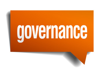 governance orange speech bubble isolated on white