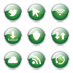 Web Internet Social Green Vector Button Icon Design Set