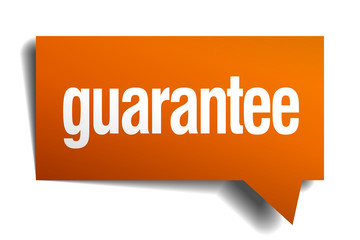 guarantee orange speech bubble isolated on white