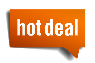 hot deal orange speech bubble isolated on white