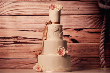 4tier marzipan wedding cake with roses