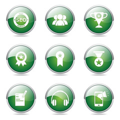 SEO Internet Sign Green Vector Button Icon Design Set 9