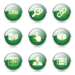 SEO Internet Sign Green Vector Button Icon Design Set 11