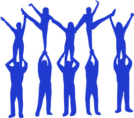 Fototapeta premium Cheerleader Pyramid Silhouette