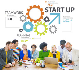 Startup New Business Plan Strategy Teamwork Concept