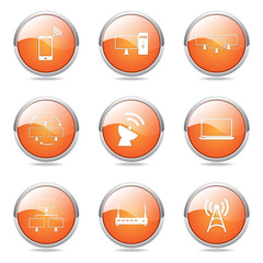 Telecom Communication Orange Vector Button Icon Design Set 2