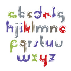 Vector acrylic alphabet letters set, hand-drawn colorful script,