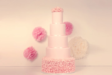 pink marzipan wedding cake