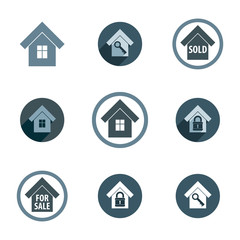 Real estate vector icons set, realty theme vector symbols collec