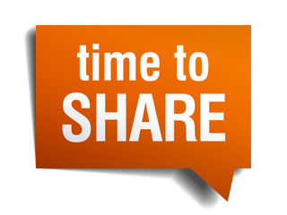 time to share orange speech bubble isolated on white