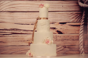 marzipan wedding cake with roses