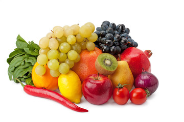 Naklejka na ściany i meble fruits and vegetables isolated on a white background