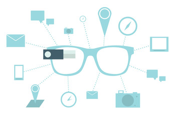 Smart glasses with icons Vector illustration on white background