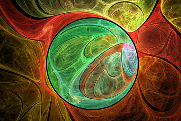 Abstract geometric fractal texture that forms glowing orb