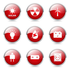 Energy Sign And Symbol Red Vector Button Icon