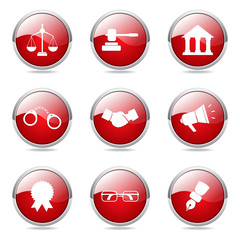 Law Sign Red Vector Button Icon Design Set